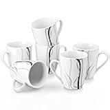 VEWEET Ceramic Coffee Mugs Set of 6, 11 OZ Coffee Cups Set with Handle, White Mugs Set Porcelain Cup Set for Kitchen, Microwave Dishwasher Safe, Series Fiona