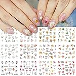 Flower Nail Art Stickers, Flower Nail Decals Summer Daisy Lily Orchid Small Floral Flowers Spring Nail Tattoo Stickers Water Transfer Nail Art Accessories for Women Girls(12Sheets)