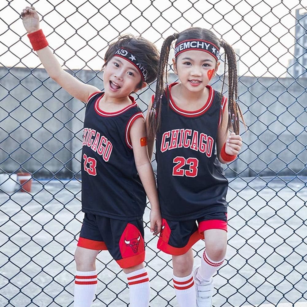 HS-ZHAOPANChildren's Jersey - NBA Chicago Bulls #23 Michael Jordan Basketball Jersey, Sportswear Universal Sleeveless T-Shirt Shorts Jersey Set (3XS~2XL),M130~140CM