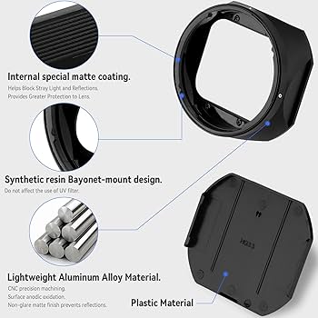 Amazon | Haoge メタルスクエアレンズフード、Fujifilm Fujinon