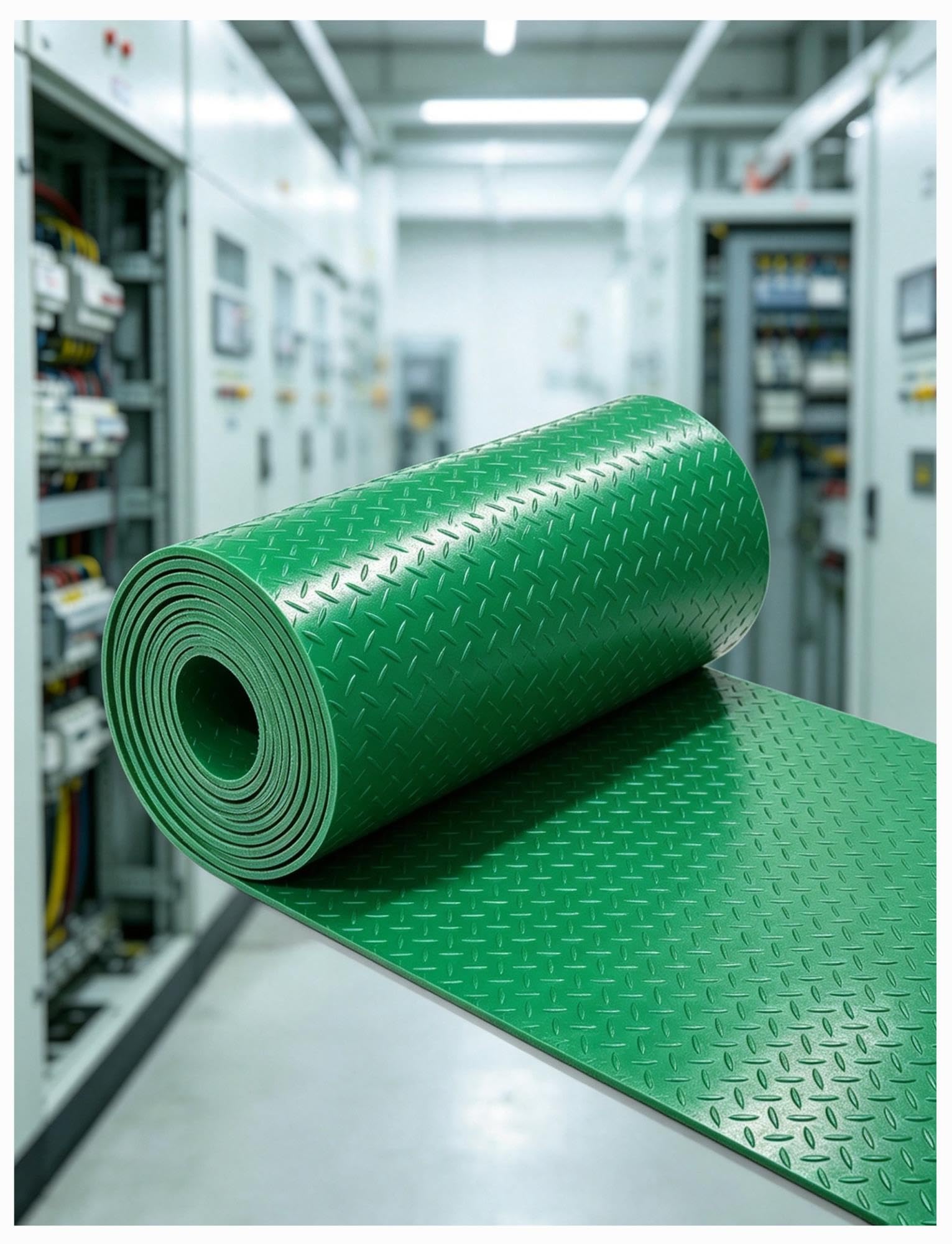 Tapis caoutchouc en rouleau 5 mm, motif damier, tapis isolant électrique