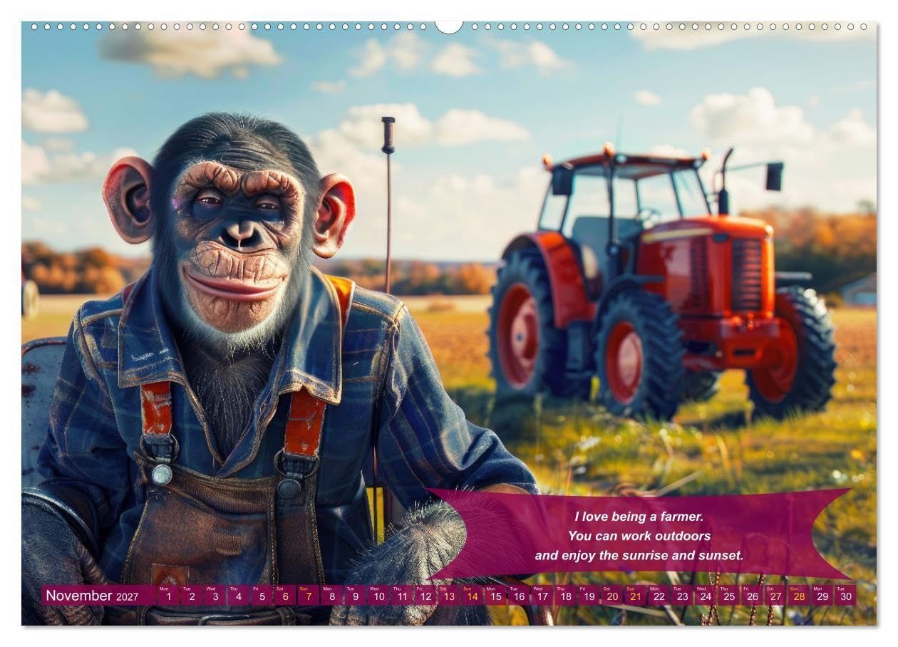 Funny charming animals as farmers (Wall Calendar 2027 DIN A2 landscape), CALVENDO 12 Month Wall Calendar: A funny calendar with animals in a farmer outfit