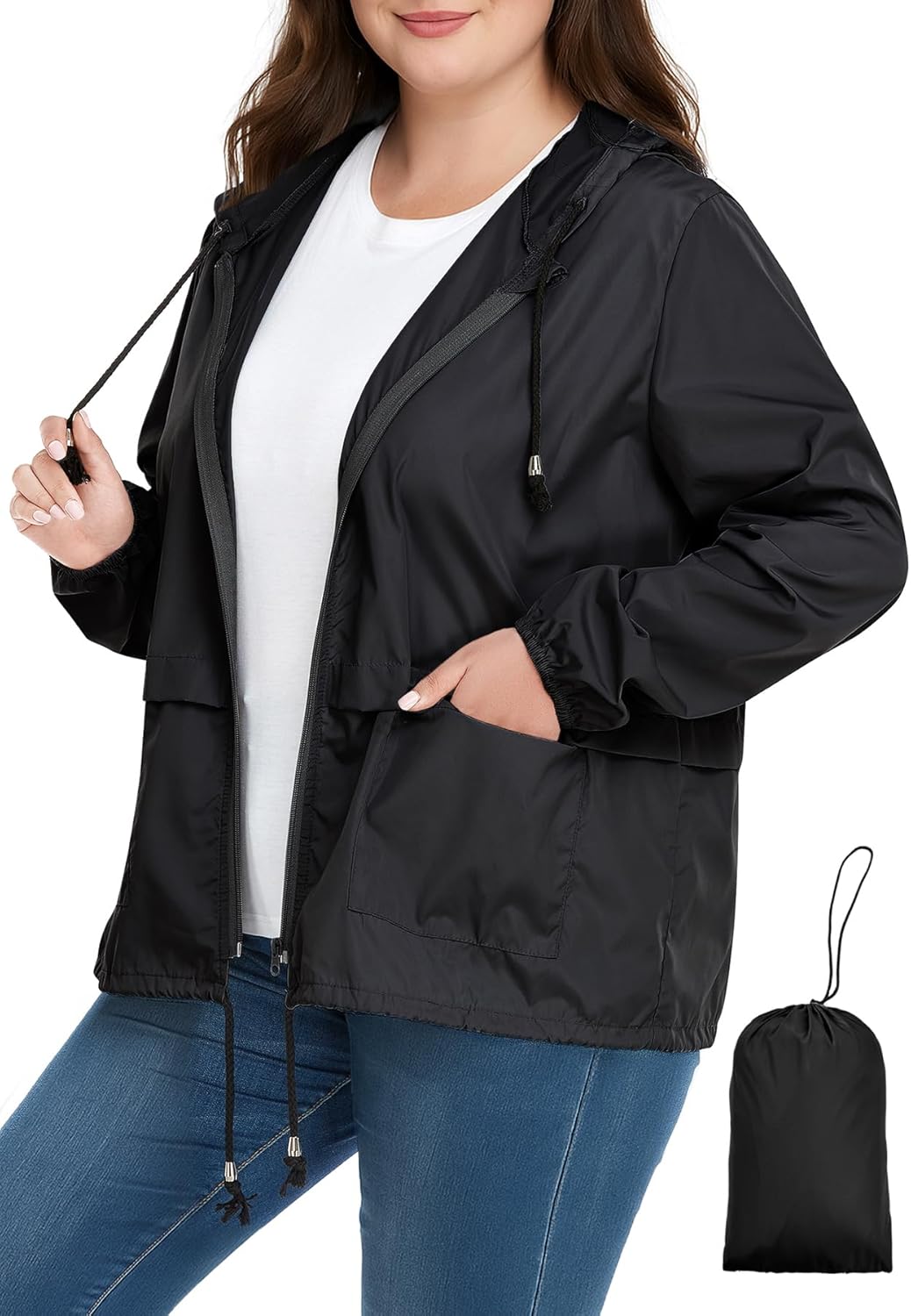 Women’s Waterproof Plus Size Rain Jacket – Packable Hooded Windbreaker Women’s Waterproof Plus Size Rain Jacket – Packable Hooded Windbreaker