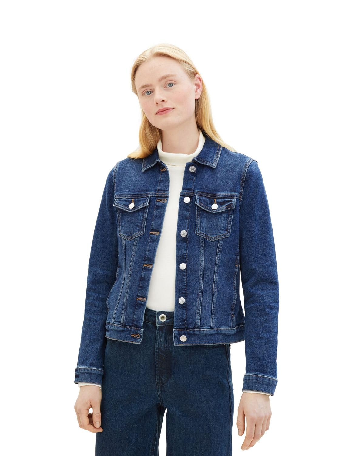TOM TAILOR Denim Damska kurtka dżinsowa, 10119 - Used Mid Stone Blue Denim, M