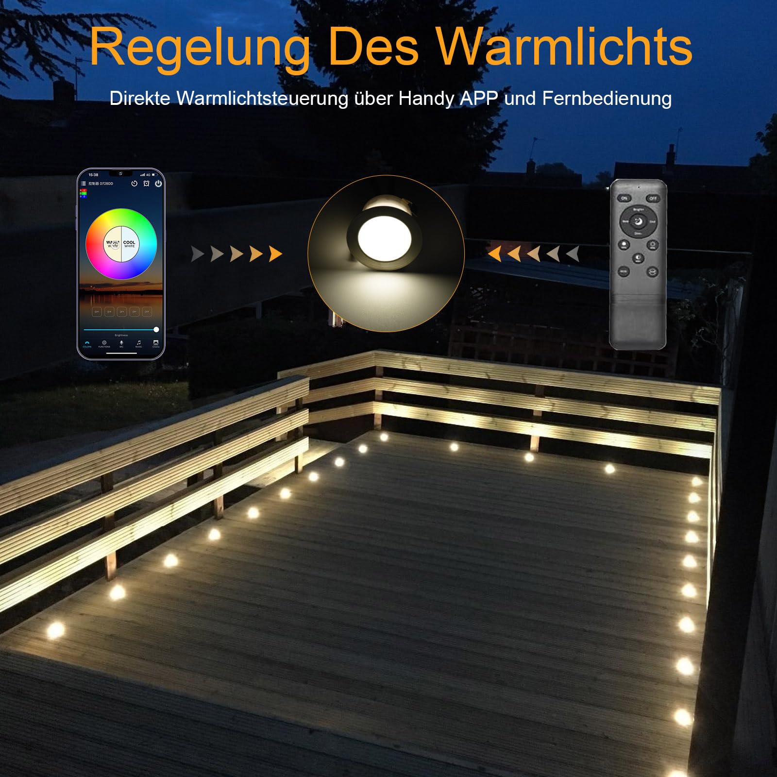 10er Set Smart LED Bodeneinbaustrahler RGBW – Ø31mm Außen Bodenleuchten mit Musik-Synchronisation & Timer, Kompatibel mit Alexa/Google Home, IP67 Wasserdicht,Gartenbeleuchtung mit Strom