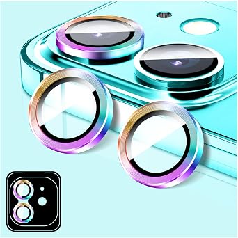 واقي عدسة الكاميرا LucBuy متوافق مع iPhone 17 Pro/17 Pro Max، واقي شاشة غطاء الكاميرا الزجاجي المقوى 9H، ملحقات الهاتف عالي الدقة، حلقات معدنية مستقلة ذات محاذاة تلقائية قوس قزح