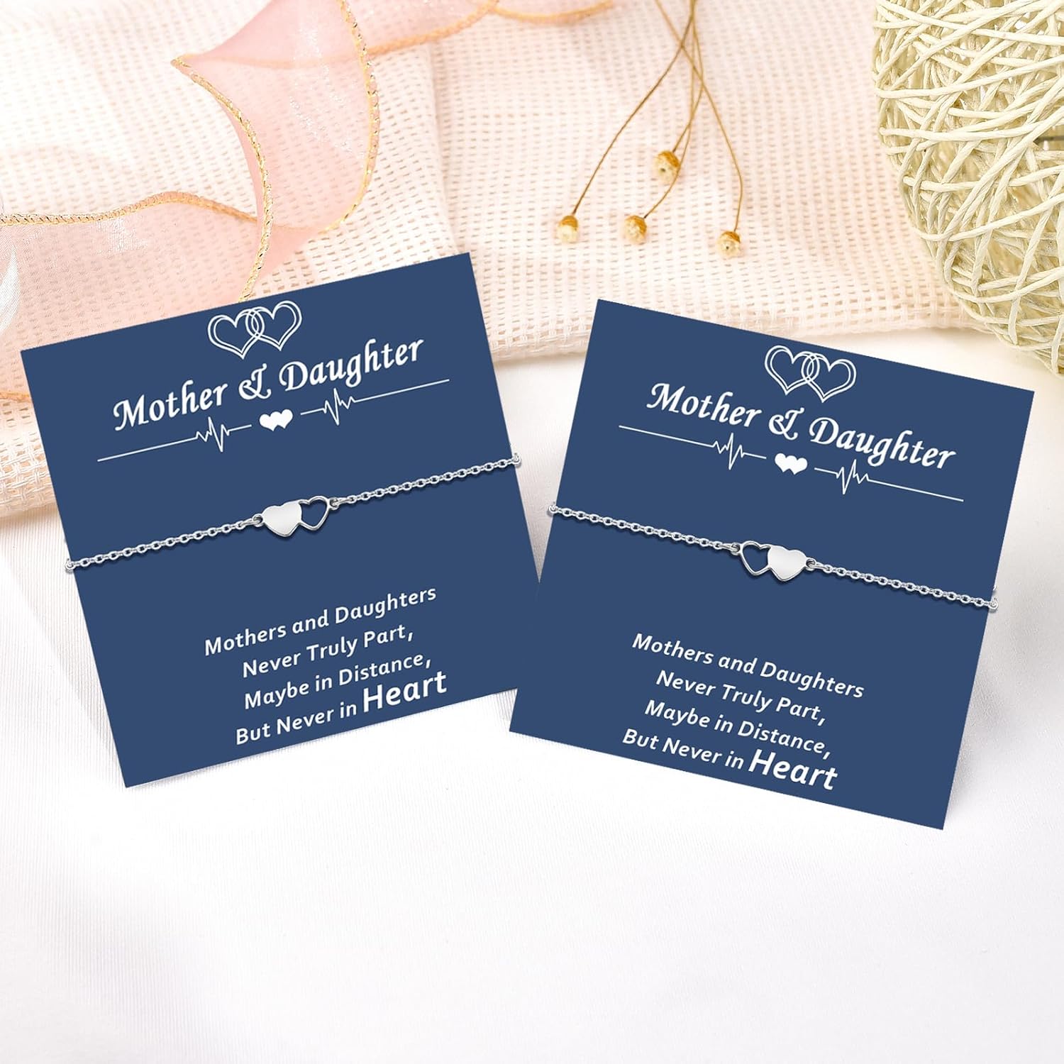 2/3/4/5 Pcs Mother Daughter Bracelets Set Birthday Valentines Day Gifts for Her Grandma Granddaughter Aunt Niece Gifts Mommy and Me Sister Matching Wish Bracelets - Image 3