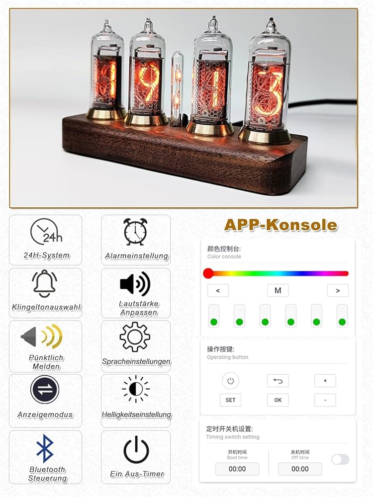 Amazon.co.jp: ヴィンテージニキシー管時計、電子LEDグロー管時計、IN