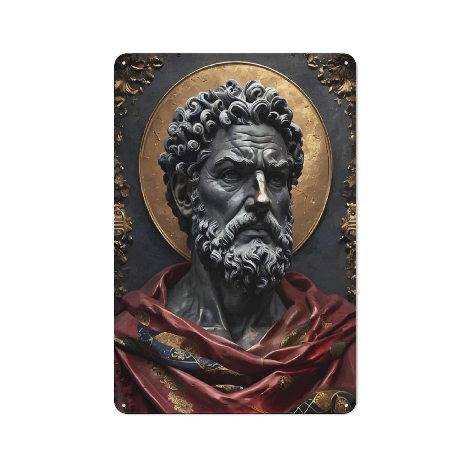 Junmoney Style-19 Metal Wall Sign 30X20cm Featuring Marcus Aurelius Art For Café Or Restaurant, A New Home Present For Hospitality Interior Collectors