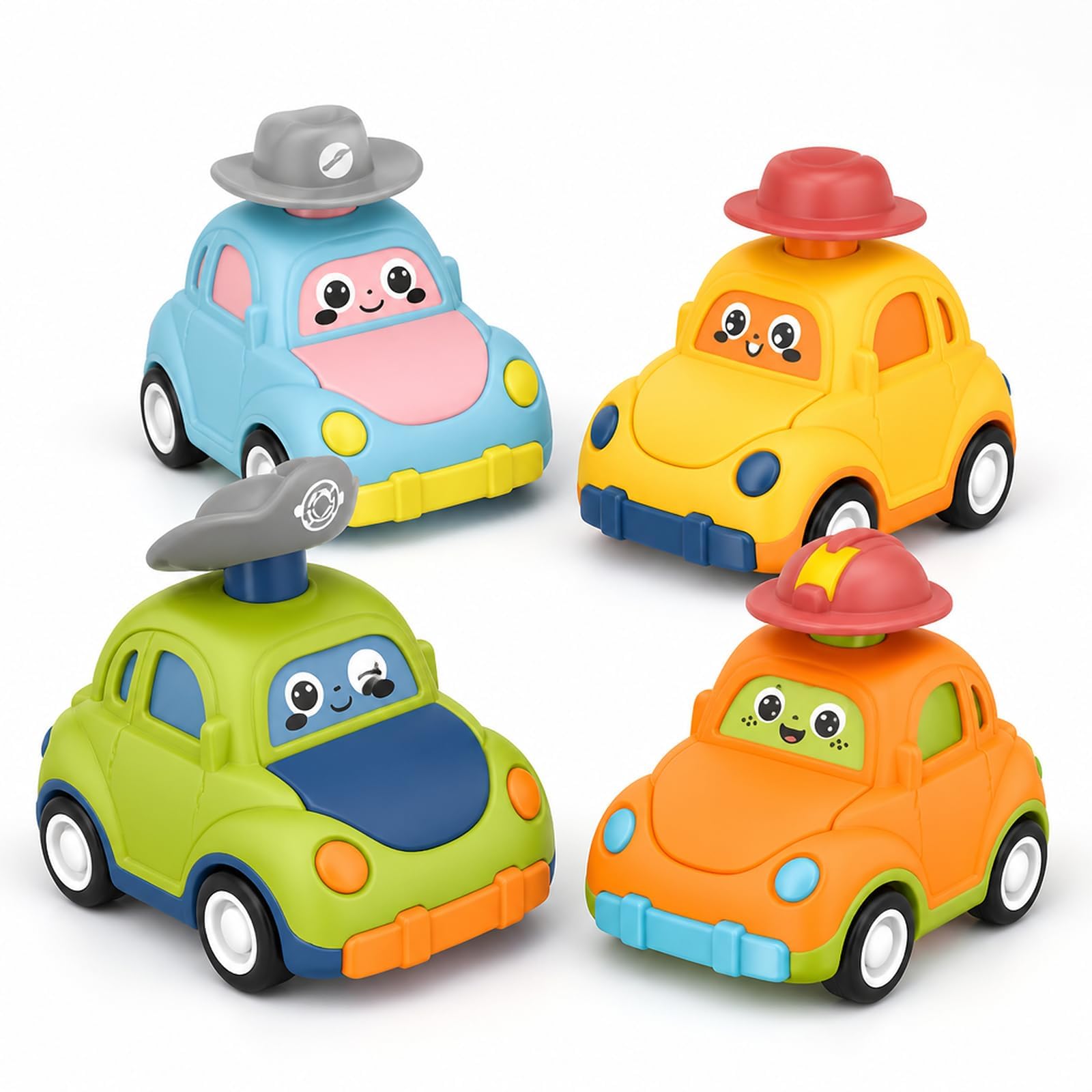Buuraqq 4Pcs Press & Go Mini Cars, Required Interactive Educational Play