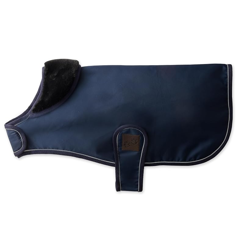 Capa de Chuva para Cães Pet Passion Breeze II, Nylon Resistente à Água com Acabamento em Pele Sintética Vegana, Navy, X-Small (2,27–5,44 kg)