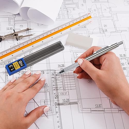 Miniatura 7 de Aitikili 1.3 mm Mechanical Pencil Set with 4 Tubes Lead Refills,2 Eraser,1.3mm Mechanical Pencils,Metal Drafting Pencil, Lead Holder,Drawing