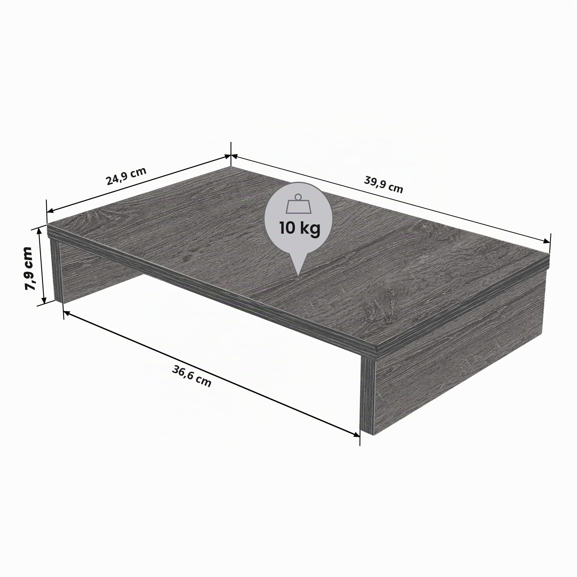 Bestier Supporto per monitor in legno per PC, supporto per scrivania, monitor/TV, supporto da scrivania per laptop, supporto in legno P2 (grigio, 40 cm)