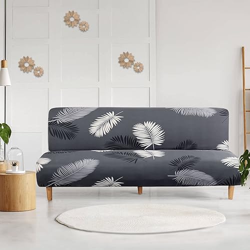 LiveGo Funda elástica plegable para futón sin brazos con parte inferior elástica, funda de sofá ajustable estampada, protector de muebles para