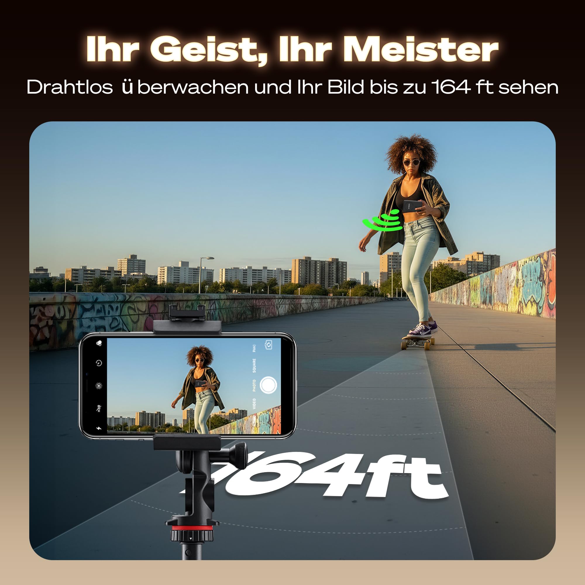 SYNCO XView Handy Selfie Monitor, Magnetischer Smartphone Vlog Bildschirm für iPhone & Android Rückkamera Kabellos 50M 3H Akku, mit Lautsprecher für TikTok YouTube Livestream (Schwarz)