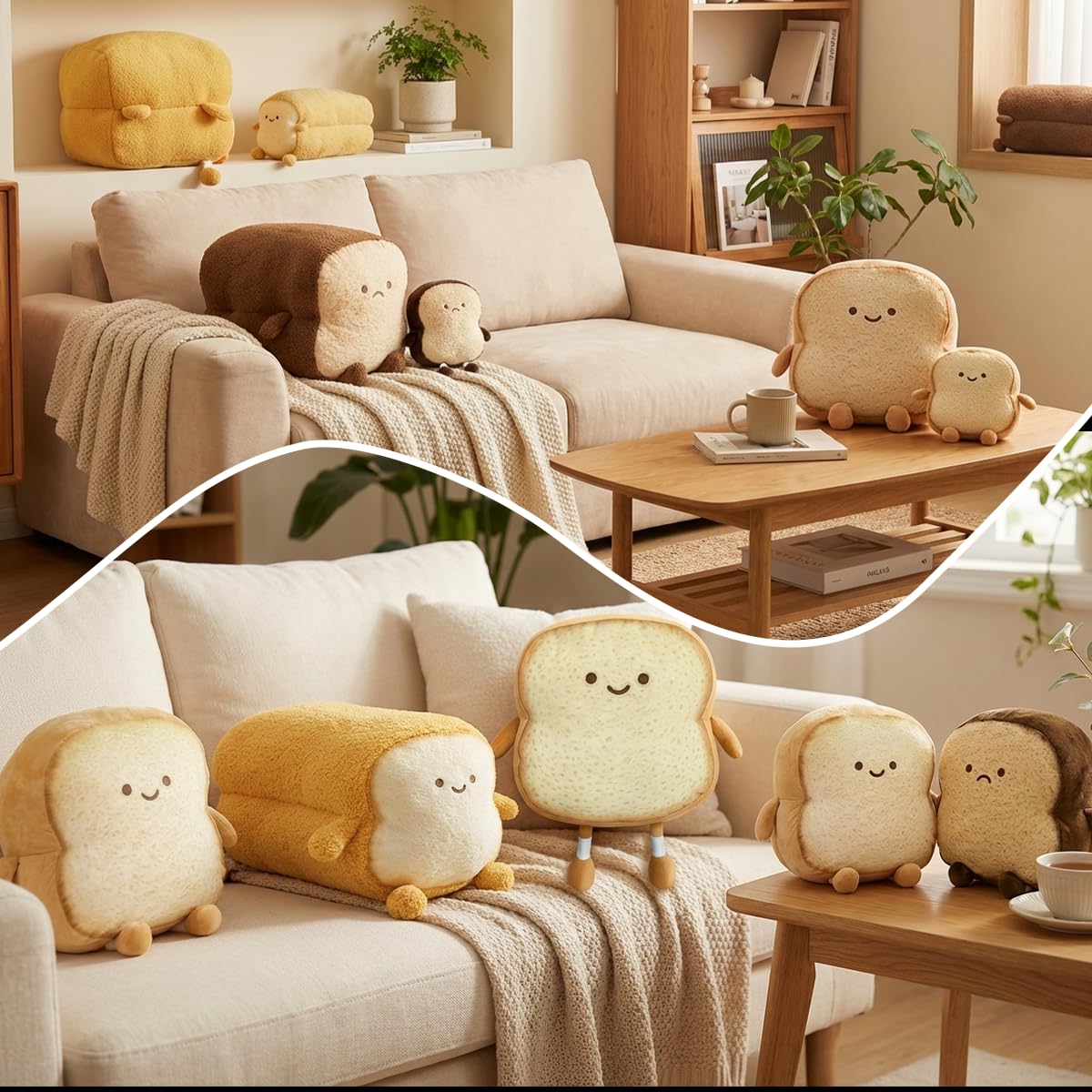 Cojín De Pan Tostado De 18 Cm – Almohada De Felpa Con Expresión Tierna, Ideal Para Decorar Y Regalar En Cumpleaños O Navidad