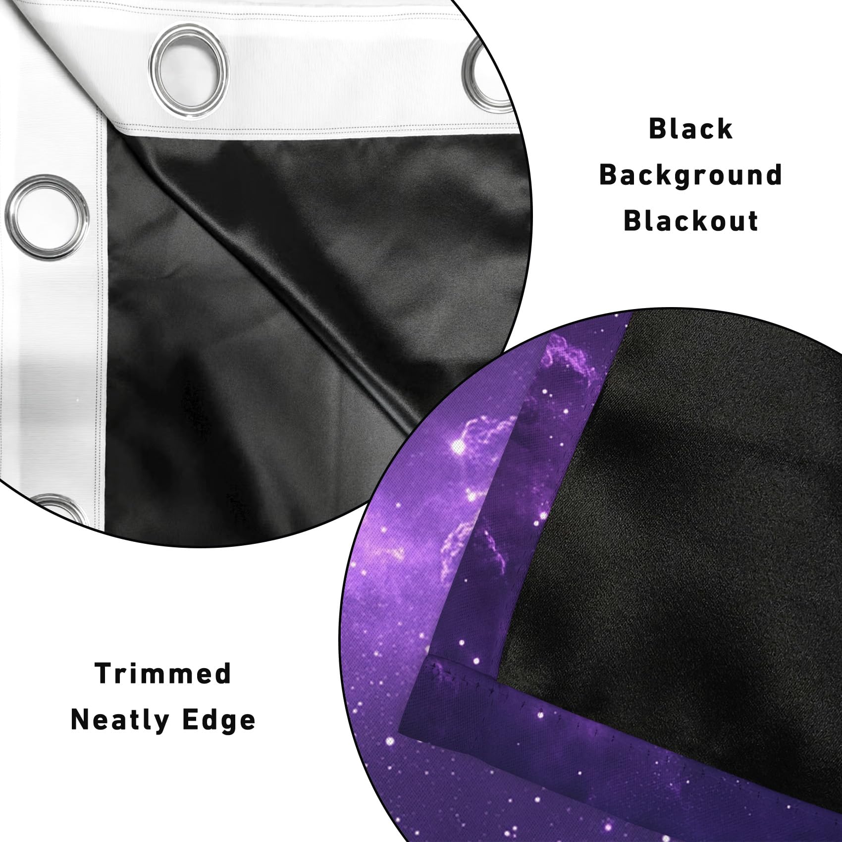 Weltraum Vorhänge Galaxie Lila Fantasie Sternenhimmel Vorhang Blickdicht mit Ösen, Verdunkelungsvorhang Gardinen für Schlafzimmer Wohnzimmer Fenster Deko, Blackout Curtain 2er Set H 245 x B 140 cm