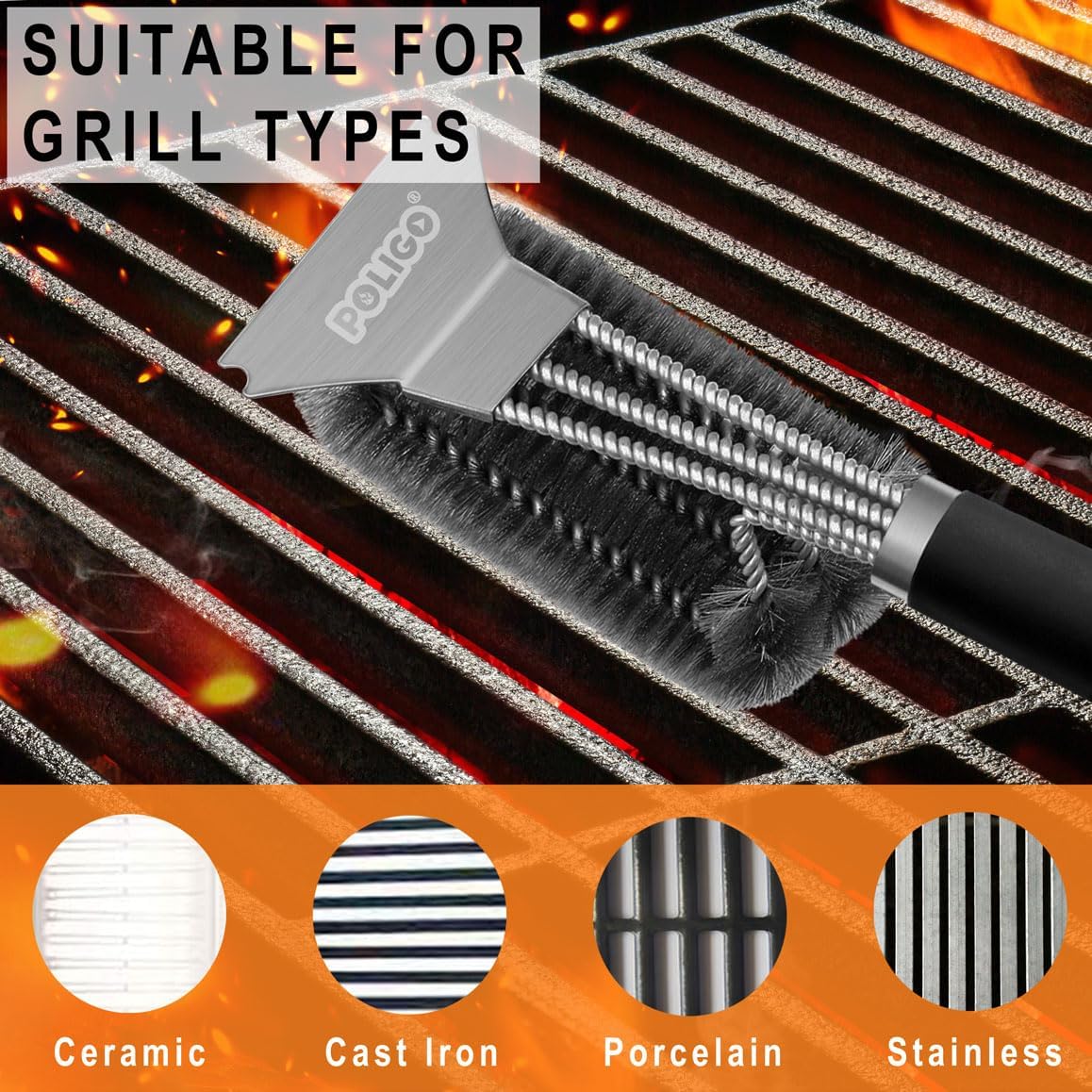 POLIGO 26PCS BBQ Grill Accessories Set in Storage Bag Bundle with Safe Wire Grill Brush and Scraper for All Grills - Stainless Steel Barbecue Tools Set Ideal Christmas Birthday Gifts for Dad Men
