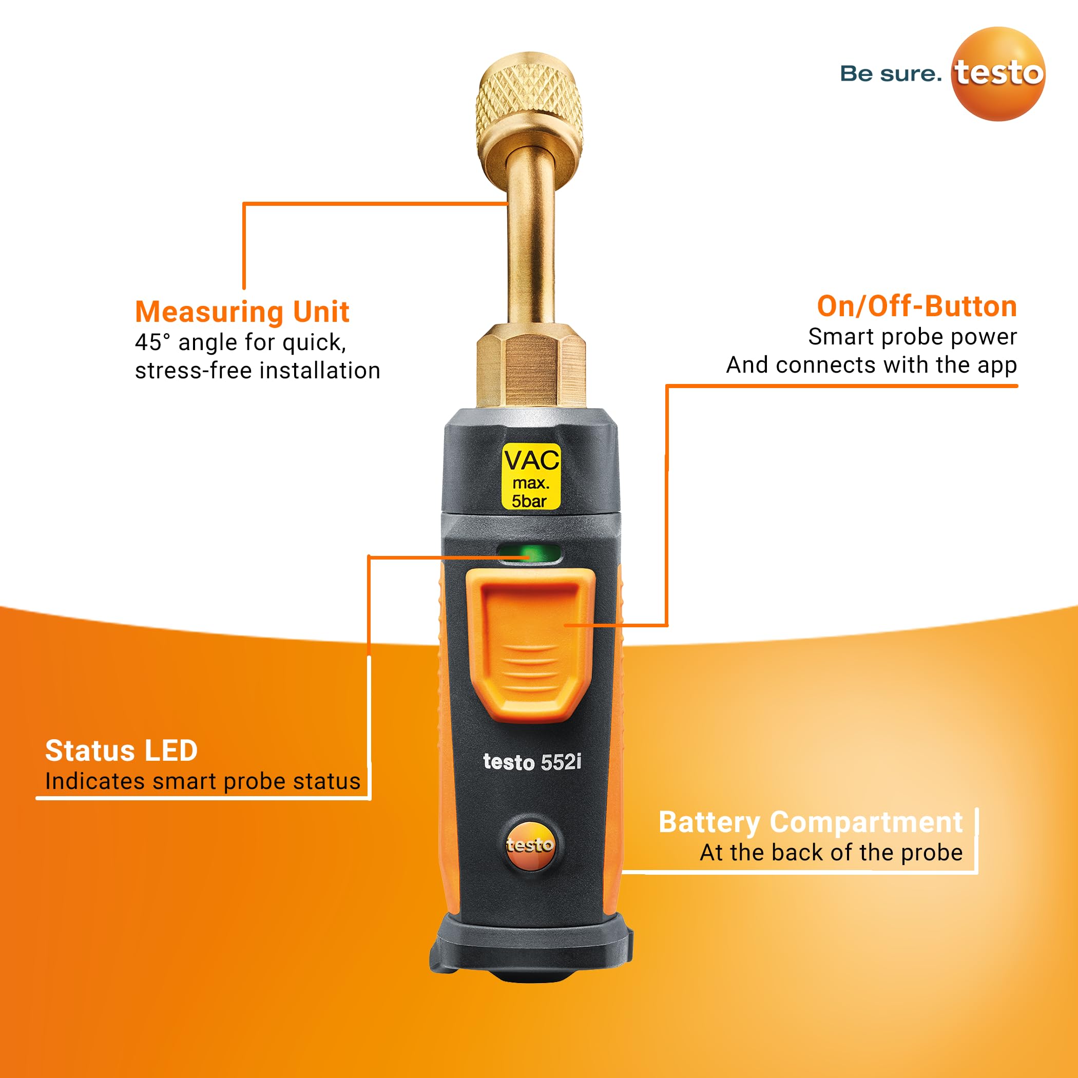 testo 552i Wireless Digital Vacuum Probe - Vacuum Gauge for HVAC