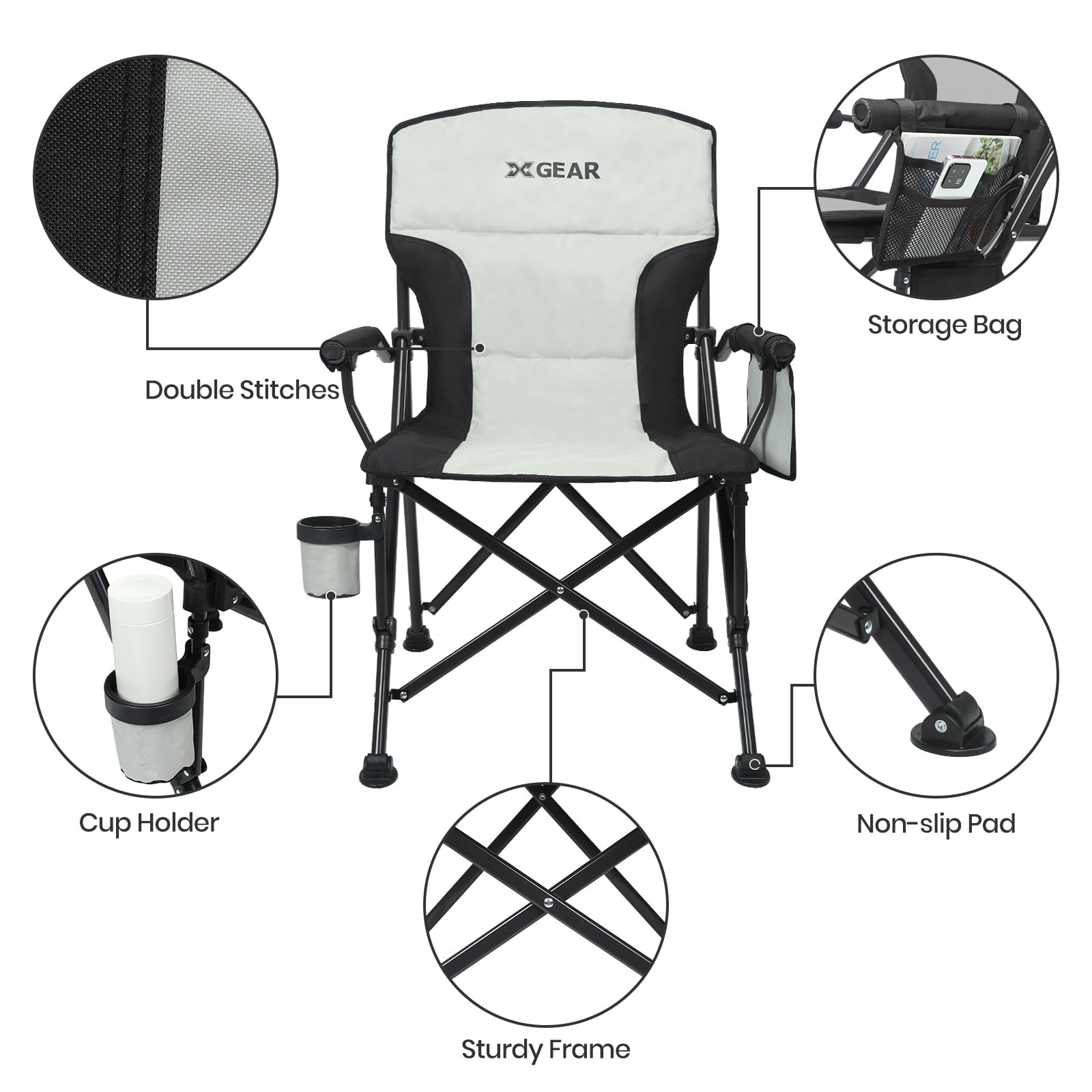 Amazon.com: XGEAR Large Sized Heated Camping Chair for Adult 3