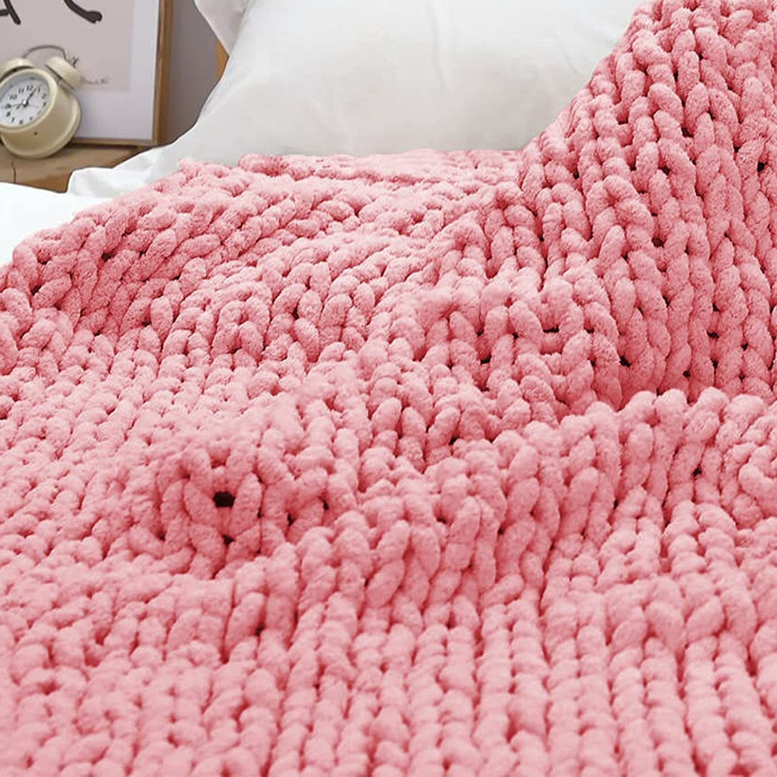 Coperta a Maglia Grossa Coperta di ciniglia Morbida di Lusso Coperta a Maglia a trecce soffice e Calda per Divano, Divano, Decorazioni per la casa, Regalo, Lavabile in Lavatrice