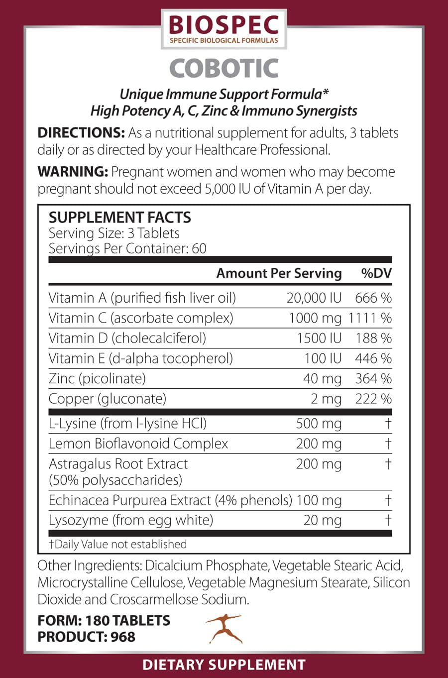 BIOSPEC NUTRITIONALS Cobotic - Immune Support Supplement - Vitamin A, Vitamin C, Vitamin D, Vitamin E, Zinc