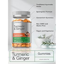 Horbach Turmeric and Ginger Gummies | 120 Count | Peach Flavor | Vegan Non-GMO & Gluten Free Supplement