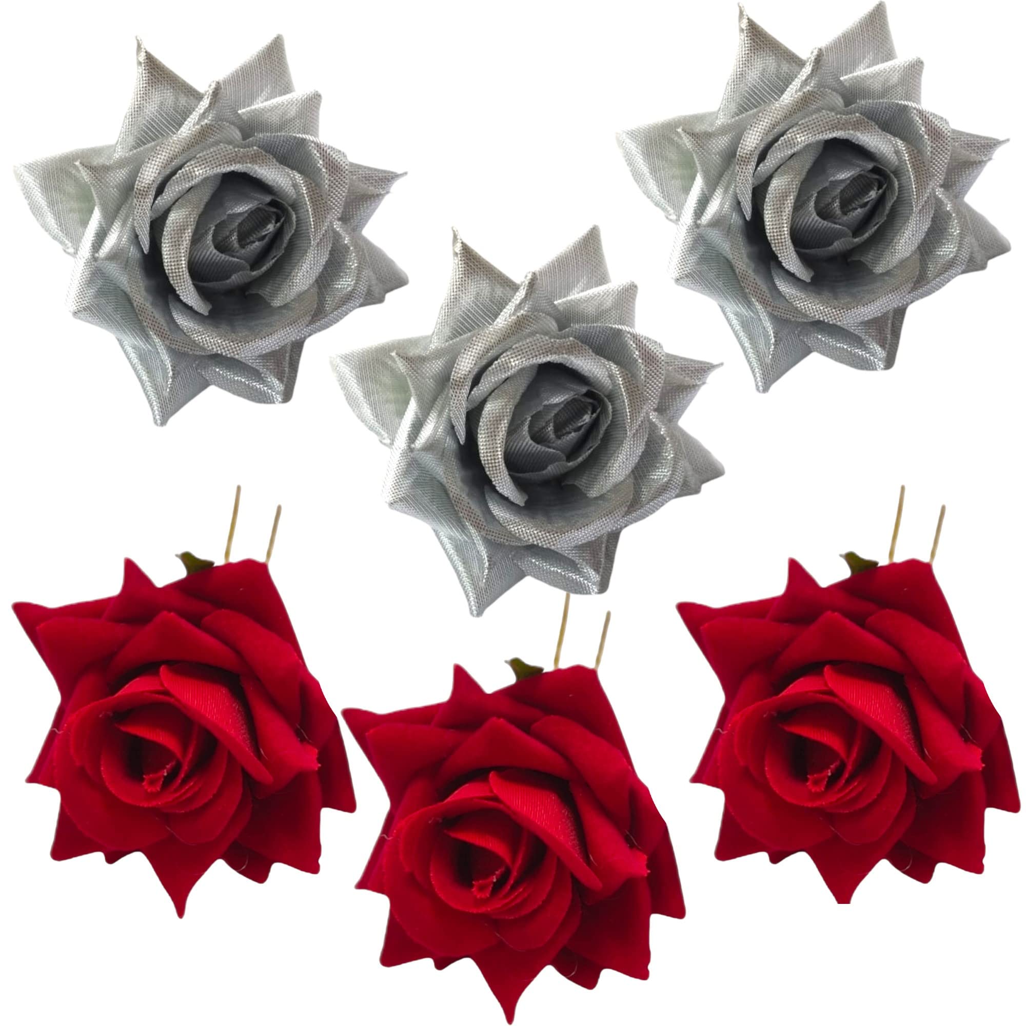 LYF5STAR Combo of Red Rose and Silver Rose Juda Hairpin, Stylish Hair Accessories For Girls and Women - Pack of 6 (B0C39DC96S) Amazon Price History, Amazon Price Tracker