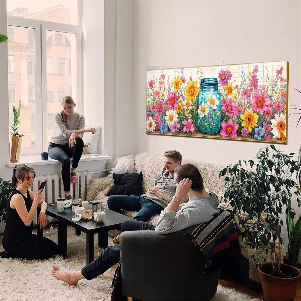 Malen Nach Zahlen Erwachsene xxl, Paint by Numbers Malen Nach Zahlen Blume Flasche, DIY Geschenk Art mit Pinseln und Acrylfarben Handgemalt Ölgemälde Leinwand für Home Décor, Ohne Rahmen 80x160cm W858