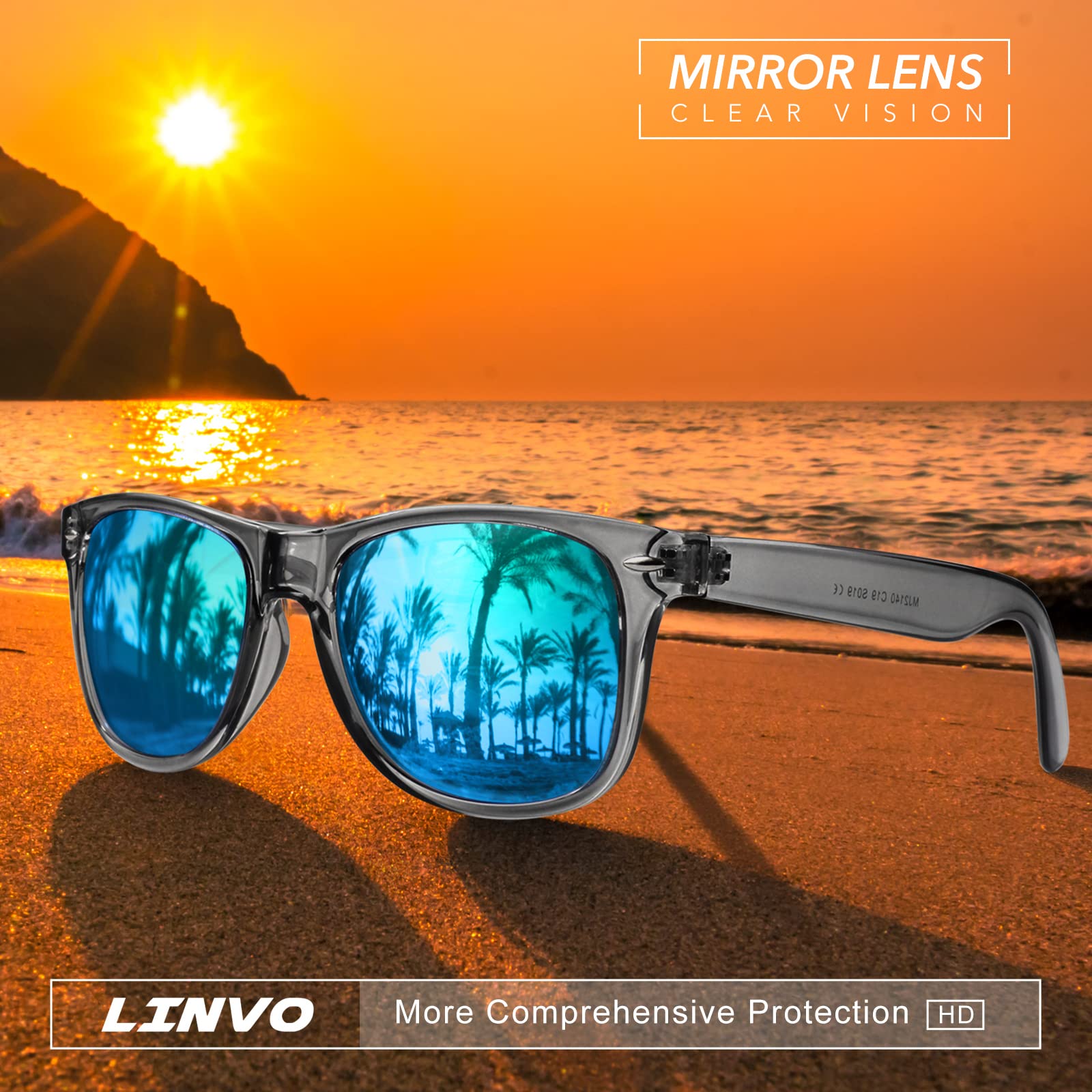 LINVO Occhiali da Sole da Uomo Donna Polarizzati Guida Protezione 100% UV400 Retrò Anni '80 Design