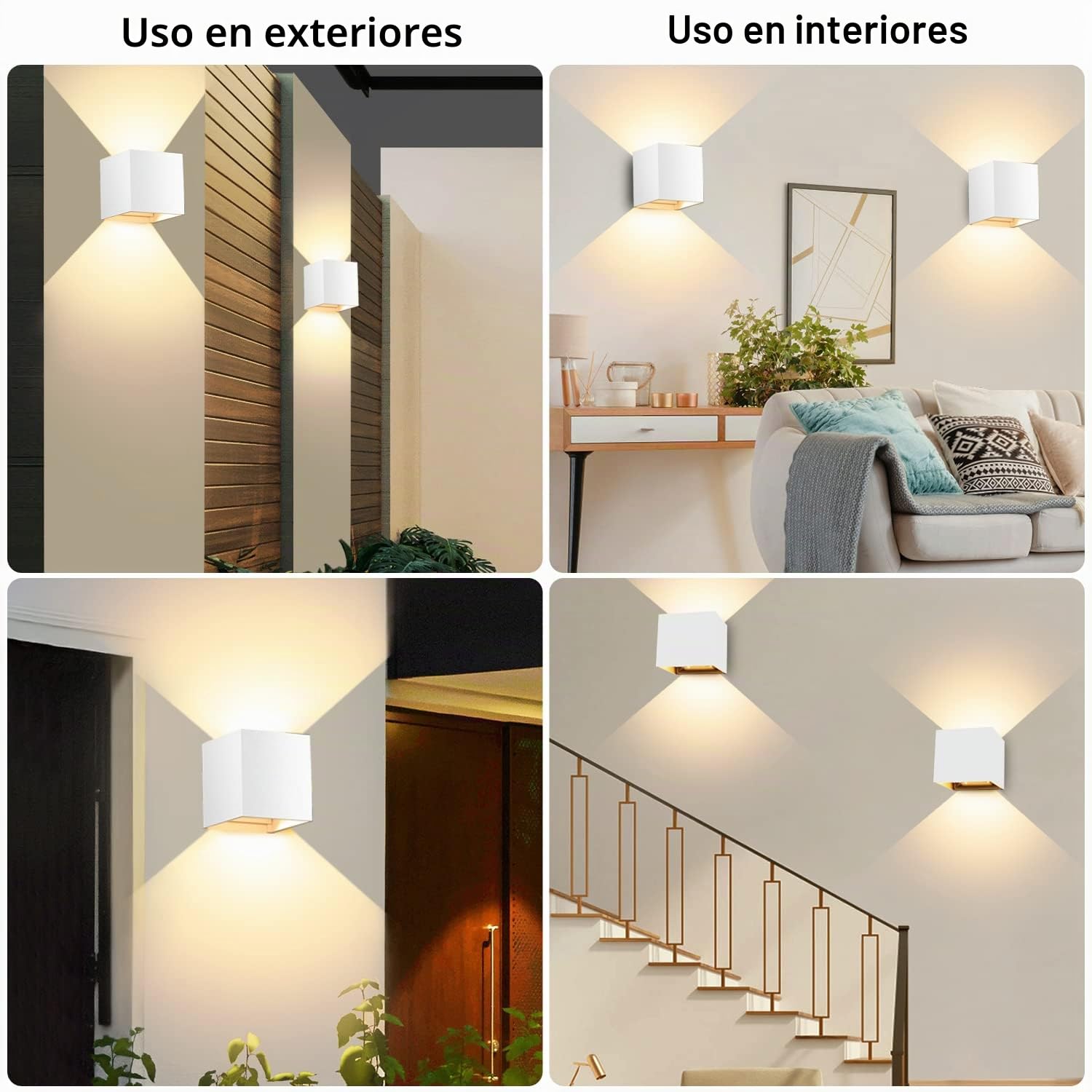 ledmo 4 Piezas Aplique Pared Exterior LED 12W 3000K IP65 Ángulo Ajustable | Ángulo regulable, carcasa blanca, aluminio anticorrosivo, IP65 impermeable, balcón jardín terraza villa
