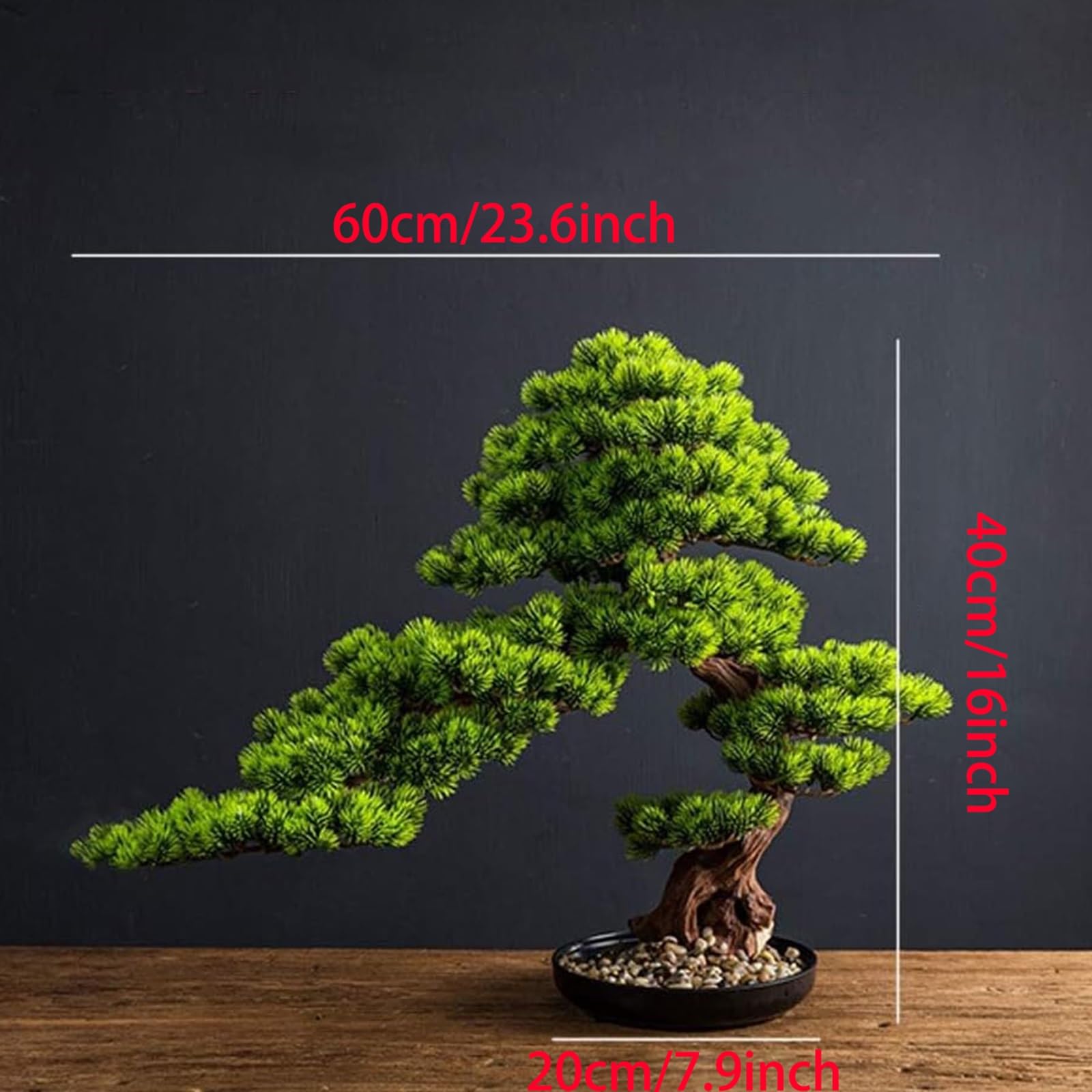 Bonsai artificiale realistico, pino cedro, podocarpo, pianta con fioriera in ceramica nera, decorazione per bagno e scrivania