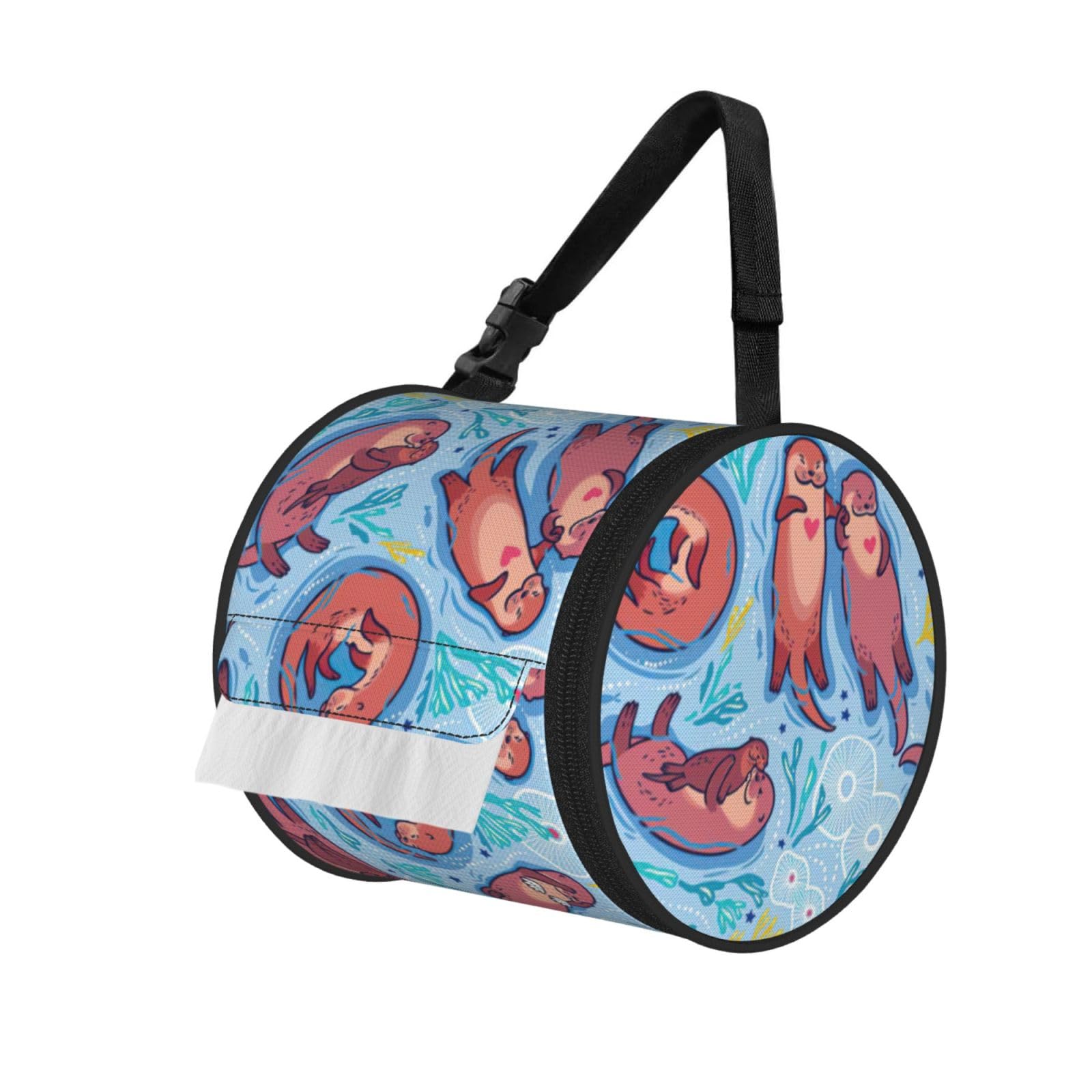 Animal Cute Brown Otters Printed Pet-Proof Toilet Roll Bag, Durable Oxford Cloth with Handle for Travel Tent Kitchen