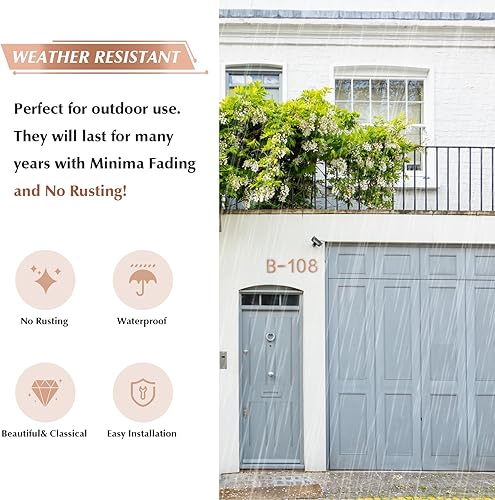 Miniatura 32 de DEWEL Números flotantes de casa grandes de 8 pulgadas para exteriores, decoración de números de dirección de casa modernos negros para señalización