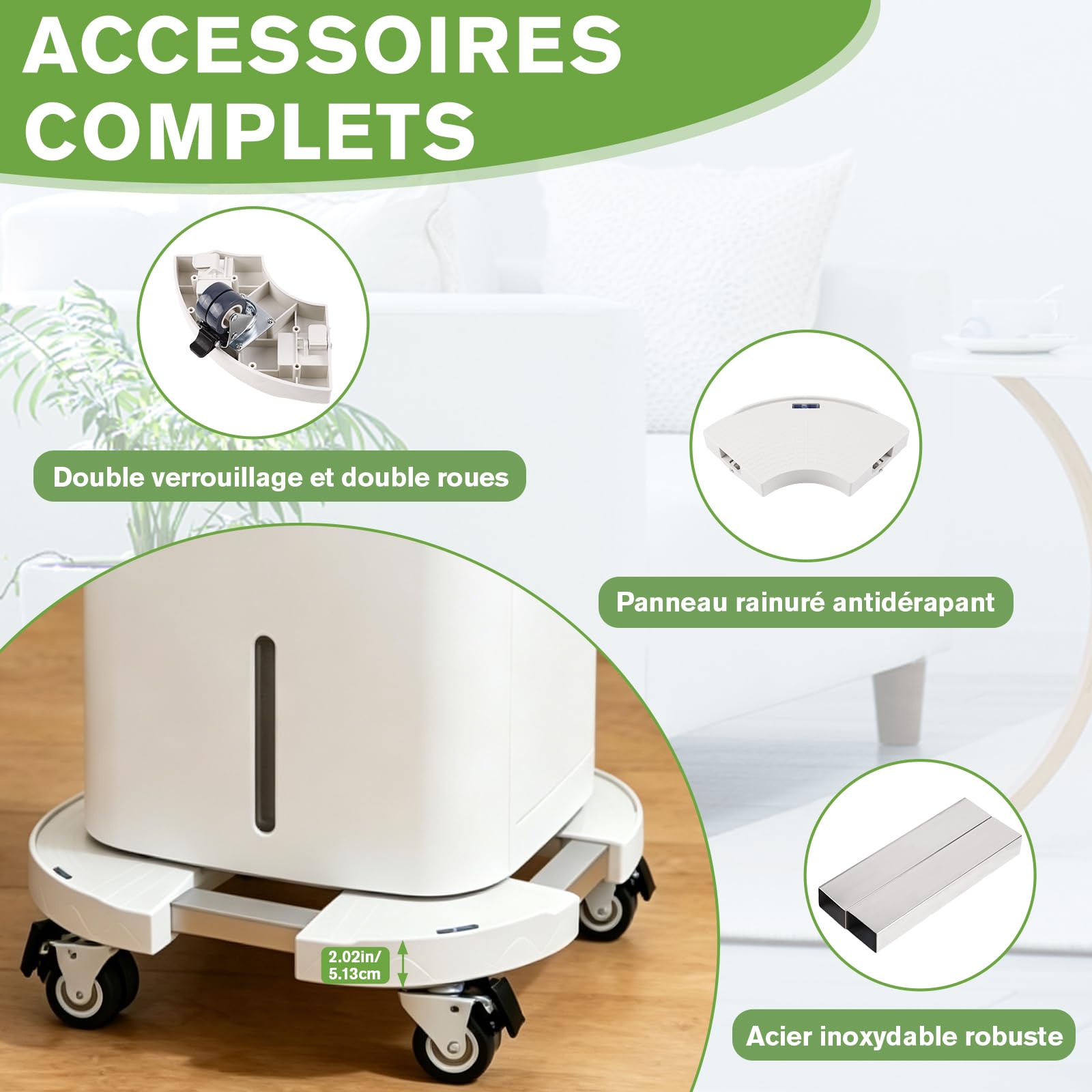 DEWEL Support Roulette Porte Plante Réglable 38-50cm, Capacité de Charge 200 kg