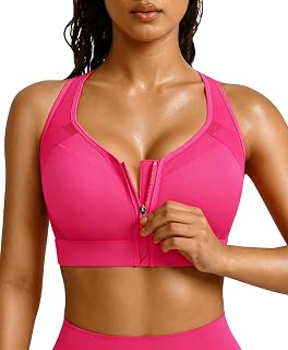 BRXL Sports Bras for Women Front Zip High Impact Sewn in Padded Sports Bra