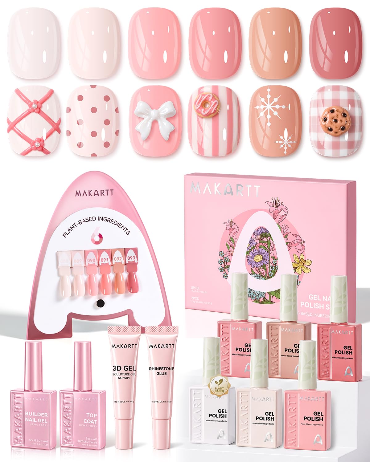 Makartt Set di smalti gel per unghie, 6 x 15 ml, formula vegetale, senza
