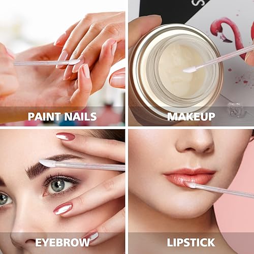 Miniatura 6 de G2PLUS 100 cepillos de labios de cristal con purpurina, cepillos de labios desechables, aplicadores de brillo de labios, aplicador de varillas de