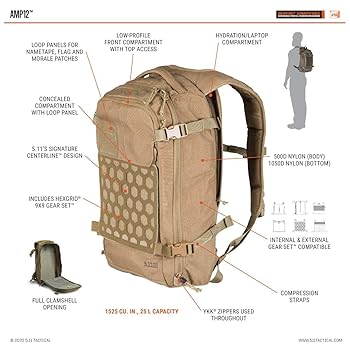 Amazon.co.jp: 5.11タクティカル AMP12 バックパック 25L 56392