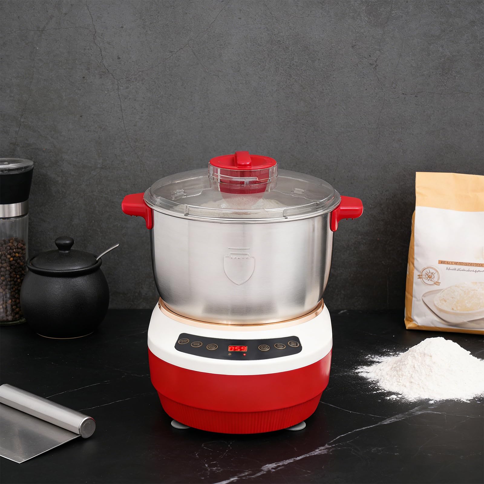 Teigmaschine 7L mit Gärfunktion, Knetmaschine für Küche | Edelstahl Teigknetmaschine, Automatische , Küchenmaschine Pizzateig Brot Nudelteig, Timer, Fermentierfunktion, 3D Knetsystem