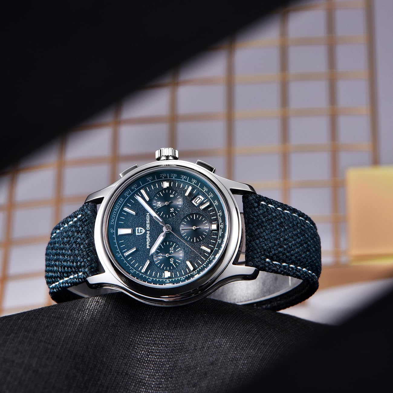 Pagani Design - Reloj de Cuarzo para Hombre, 100 Metros de Resistencia al Agua, Movimiento japonés, Correa de Piel Trenzada, Estilo Moderno
