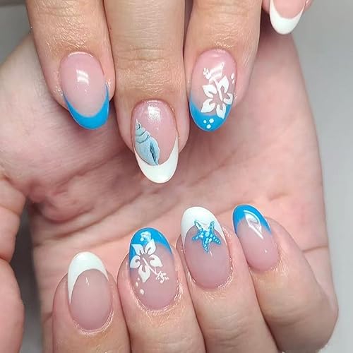 Press on Nails Short Oval OFDNE French Tip Fake Nails