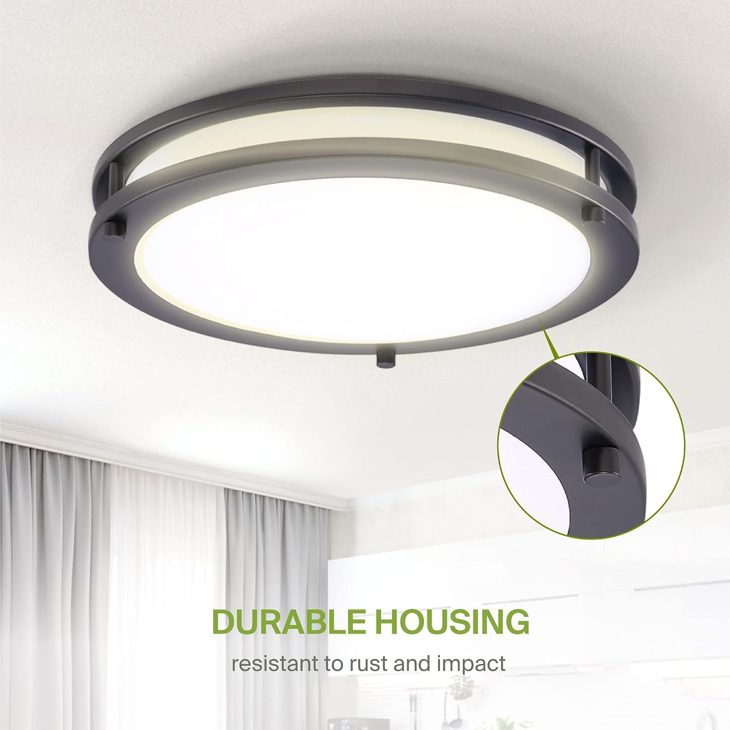 ASD 18 Inch LED Flush Mount Ceiling Light, Dimmable Oil Rubbed Bronze LED Ceiling Lighting Fixture for Kitchen, 28W (225W Eqv.), 2000 Lm, 3000K/4000K/5000K Adjustable, Energy Star, ETL Listed