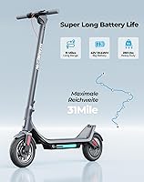 Vista 2 de Patinete eléctrico, scooter eléctrico para adultos de 500 W, 31 millas de largo alcance, neumáticos sin cámara de 10 pulgadas, scooter E de 15.5 mph