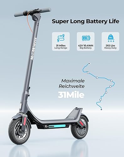 Miniatura 2 de Patinete eléctrico, scooter eléctrico para adultos de 500 W, 31 millas de largo alcance, neumáticos sin cámara de 10 pulgadas, scooter E de 15.5 mph