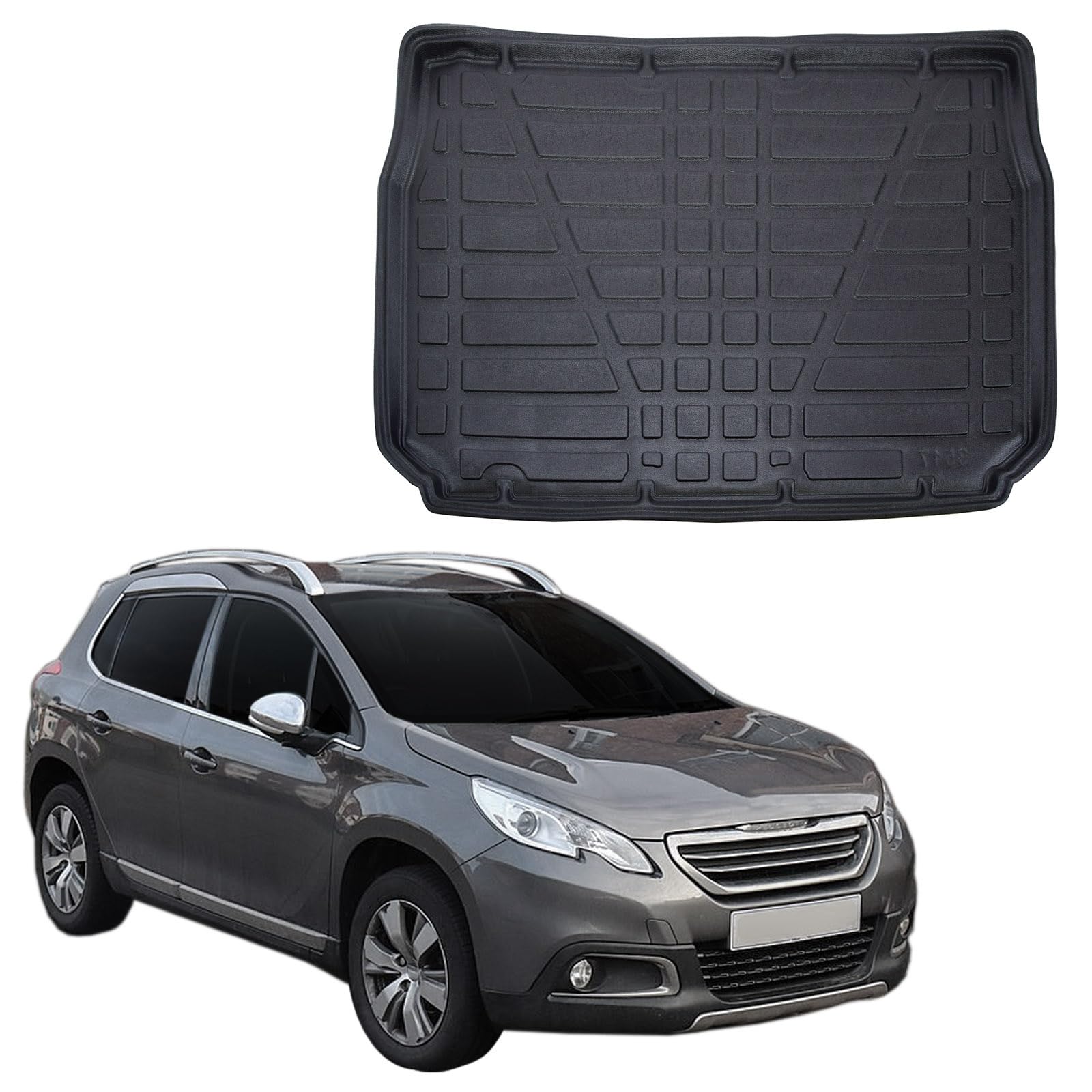 SCOUTT Vasca Bagagliaio per Peugeot 2008 2013-2018, in TPE su Misura, Proteggi Baule con Bordo Alto 4 cm, Antiscivolo, Inodore