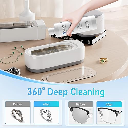Miniatura 7 de kunphy Limpiador ultrasónico de joyas - Solución eficaz para limpiar relojes de oro, plata, platino, diamantes y anteojos, 8.5 oz (8.5 fl oz)