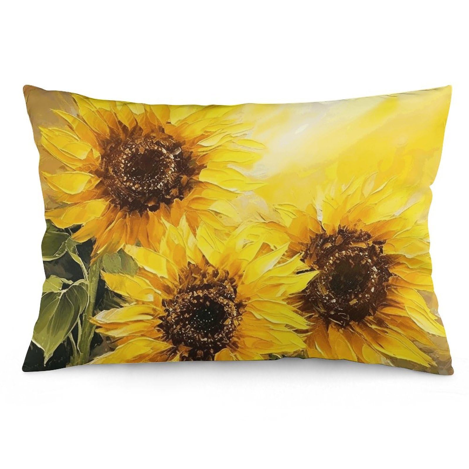 2 Pack Pillow Cases for Hair and Skin, Soft Breathable Pillow Case Covers with Hidden Zipper, Yellow Sunflowers Pillowcase 16 "x24 Pillow Covers for Sleeping Gift