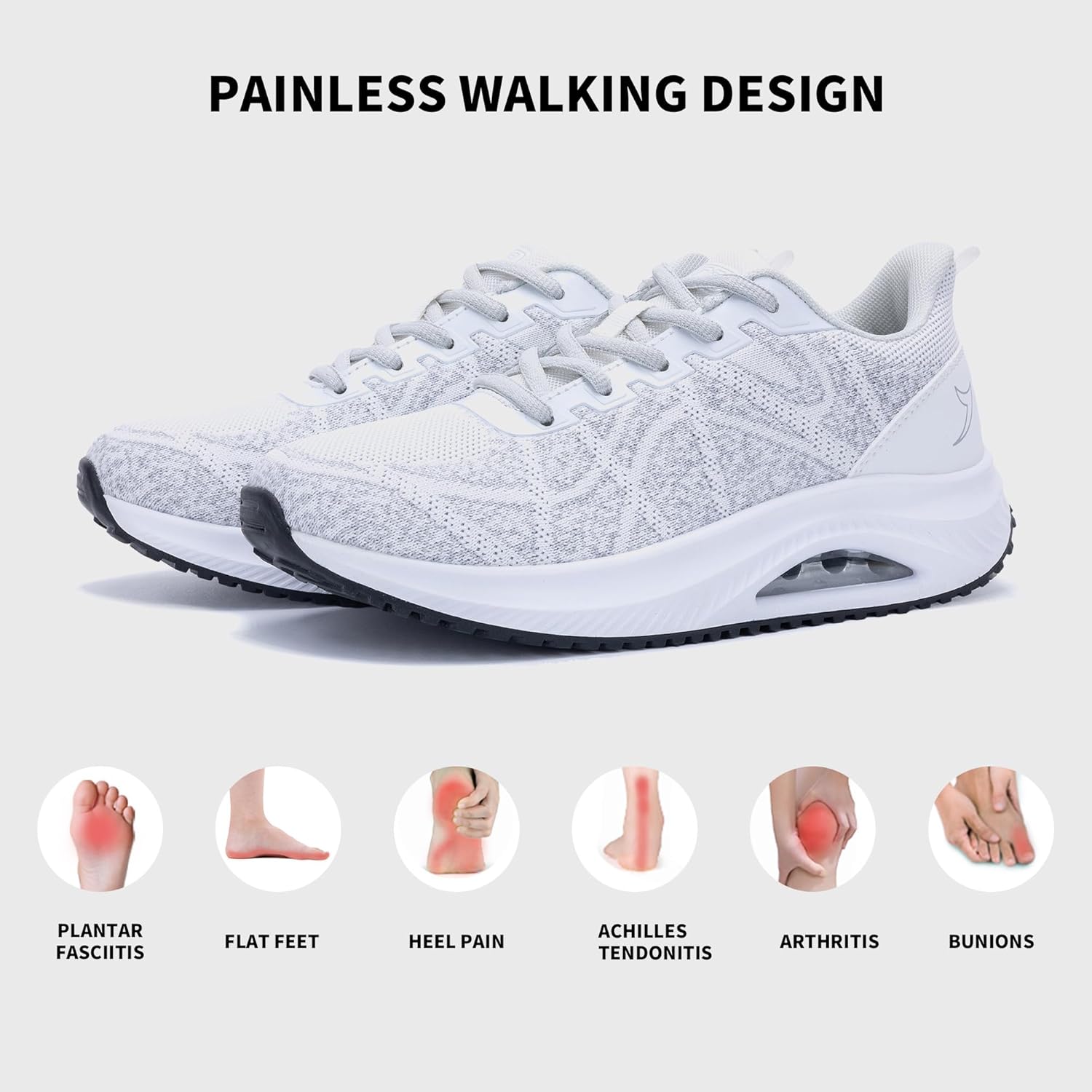 Womens Walking Shoes Plantar Fasciitis Arch Support Shoes Orthotic Sneakers for Foot Pain Relief US Size 6-11 - Image 3