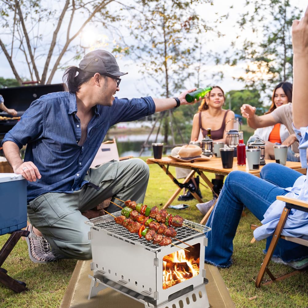 Camping Houtkachel, Roestvrij staal Compact Draagbare Opvouwbare Mini Mult Brandstofkamp Kachel Met Zak, Backpacken Wandelen Reizen Koken Picknick BBQ Camping Houtkachel, Roestvrij staal Compact Draagbare Opvouwbare Mini Mult Brandstofkamp Kachel Met Zak, Backpacken Wandelen Reizen Koken Picknick BBQ
